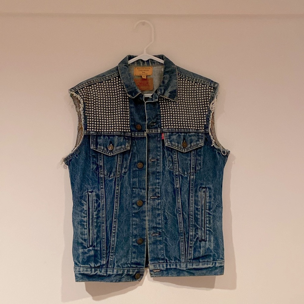 Custom Vintage Studded Levi’s Denim Cutoff Vest